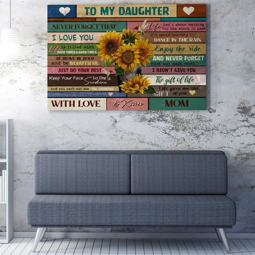 Personalized Canvas Painting, Canvas Hanging Wall Art Gift For Daughter, I Love You Sunflower Wall Art Framed Prints, Canvas Paintings