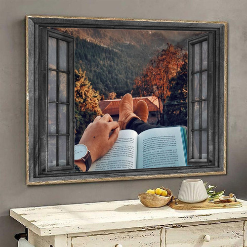 Camping 3D Window View Wall Arts Painting Prints Home Decor Man Book Forest Ha0533-Tnt Framed Prints, Canvas Paintings