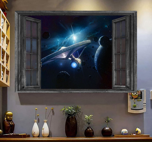 Spacecraft 3D Window View ation Gift Idea Birthday Framed Prints, Canvas Paintings