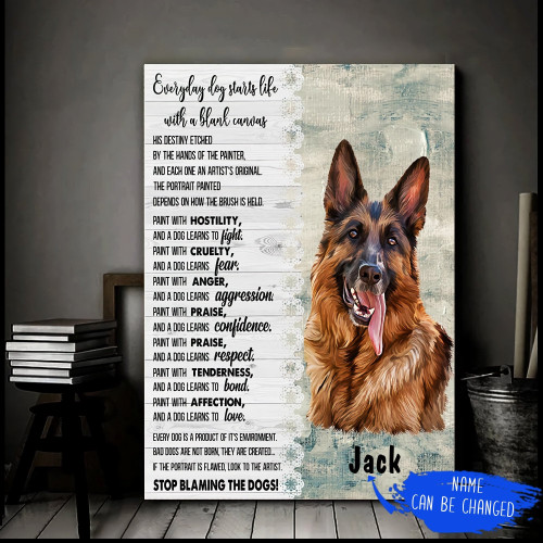 German Shepherd Canvas Wall Art Painting Prints Home Decor Personalized Custom Name Framed Prints, Canvas Paintings