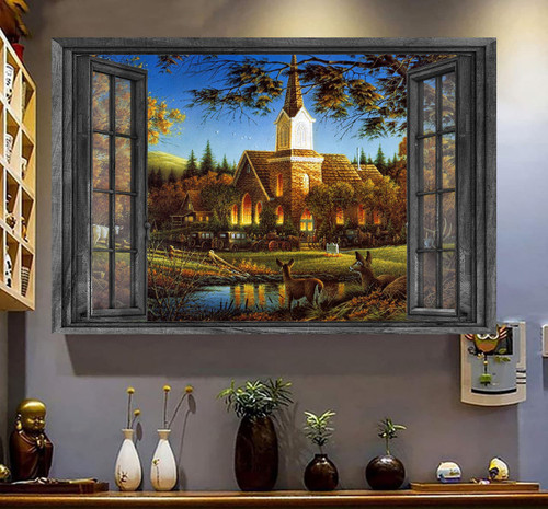 Farm Canvas Wall Art Painting Art 3D Window View Home Decoration Gift Idea Gift Birthday Father Day Framed Prints, Canvas Paintings