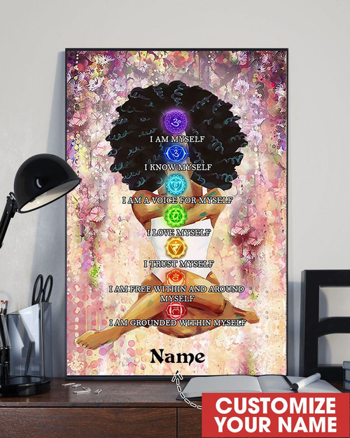 Melanin Woman Meditate Wall Art Personalized Painting Art Home Decoration Gift Idea Framed Prints, Canvas Paintings