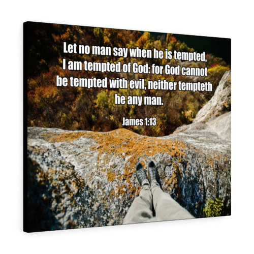 Scripture Canvas God Cannot Be Tempted James 1:13 Christian Wall Art Bible Verse Meaningful Home Decor Gifts Unique Housewarming Gift Ideas Framed Prints, Canvas Paintings