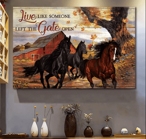 Jesus Horse Live Like Someone Left The Gate Open - Matte Wall Art Gallery Canvas Painting, Canvas Hanging Home Decor Gift Idea Framed Prints, Canvas Paintings