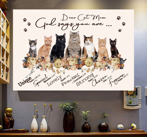 Dear Cat Mom Canvas Wall Art Painting Art  Cats Lover Home Decoration Gift Idea Gift Birthday Mother Day Framed Prints, Canvas Paintings
