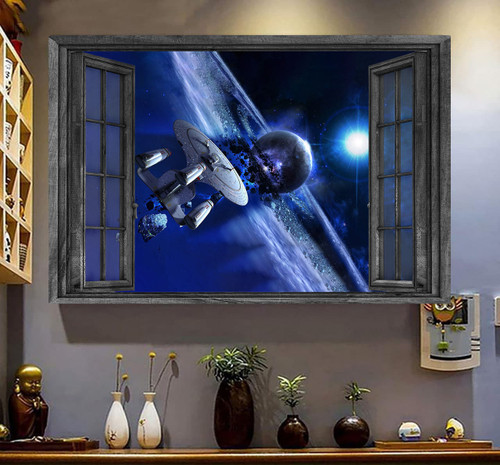 Spacecraft Wall Art 3D Window View Home Decoration Gifts Idea Birthday Framed Prints, Canvas Paintings