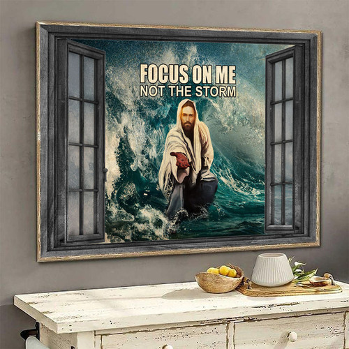 Jesus Wall Art 3D Window View Opend Window Home Decor Gift Godfather Focus On Me Not The Storm Framed Prints, Canvas Paintings