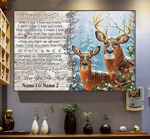 Deer Couple Wall Art Personalized Painting Art Home Decoration Gift Idea Framed Prints, Canvas Paintings