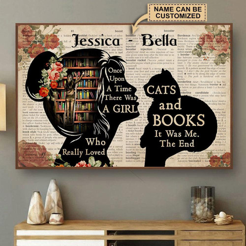 Personalized Canvas Art Painting, Canvas Gallery Hanging Home Decoration  Reading Once Upon A Time Loved Cats And Books  Framed Prints, Canvas Paintings