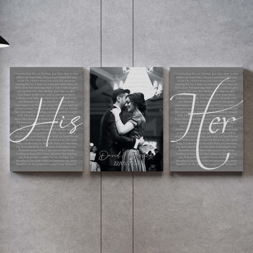 Custom Wedding Photo And Vows Set Of Wall Art, Wedding Anniversary Gift Ideas For Couple Framed Prints, Canvas Paintings