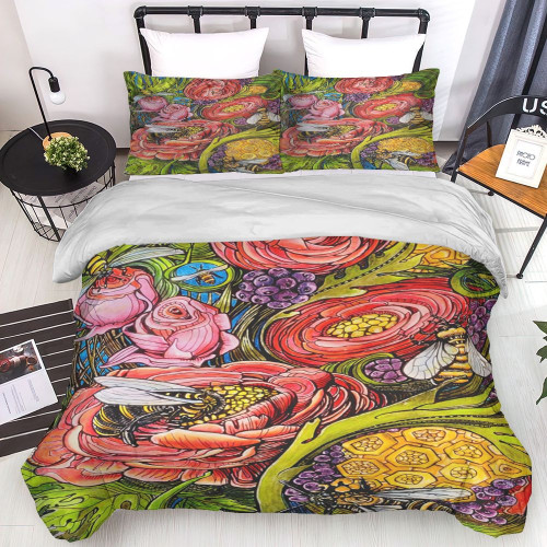Beehive Full Size Bed Set Bee Bedding Set Duvet (No Comforter) Full King Queen Size Bed Cover Set Duvet With Pillowcases