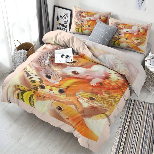 Leopard Gecko Bed Sets Leopard Gecko Art Bedding Set Duvet (No Comforter) Full King Queen Size Bed Cover Set Duvet With Pillowcases