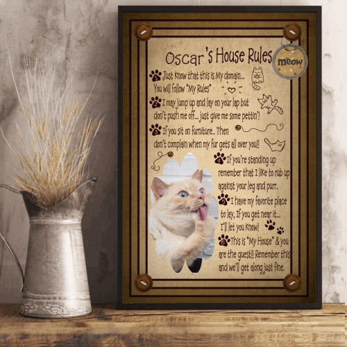 Cat'S Home Rules Personalized Canvas Painting, Canvas Hanging  Framed Prints, Canvas Paintings