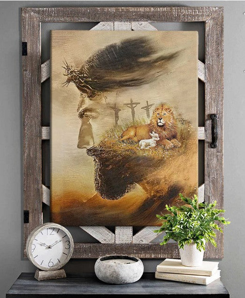 Lion And Lamb Religious Housewarming  - Matte Wall Art Gallery Canvas Painting, Canvas Hanging Home Decor Gift Idea Framed Prints, Canvas Paintings