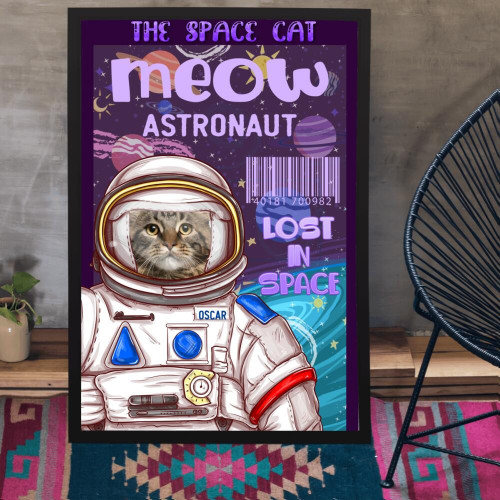 Custom Photo Cat Lovers The Scape Cat Lost In Space Personalized Canvas Painting, Canvas Hanging Framed Prints, Canvas Paintings