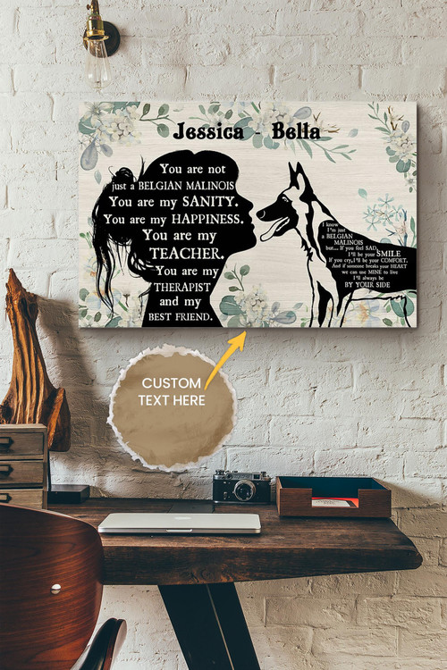 Belgian Malinois Girl Therapist Best Friend Personalized Poster - Animal Wall Art - Gift For Dog Lover Dog Foster Puppy Fan Canvas Gallery Painting Wrapped Canvas Framed Gift Idea Framed Prints, Canvas Paintings