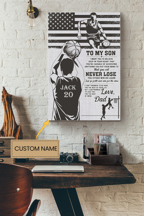 Basketball To My Son Personalized Poster - Sport Wall Art - Gift For Basketball Player Basketball Lover Son Canvas Gallery Painting Wrapped Canvas Framed Gift Idea Framed Prints, Canvas Paintings