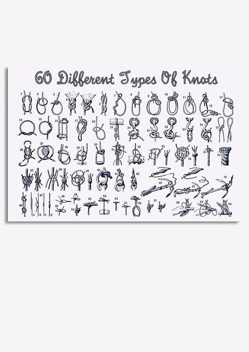 60 Different Types Of Knots Sailing Knowledge Wall Art Gift For Sailor Adventure Framed Prints, Canvas Paintings