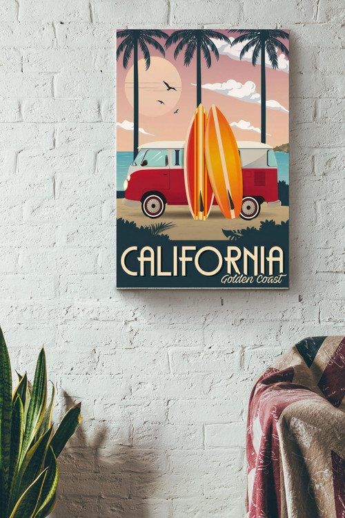 California Golden Coast Poster - Traveling Wall Art - Gift For Tourist Souvenir Traveling Lover Surfing Lover Canvas Gallery Painting Wrapped Canvas Framed Gift Idea Framed Prints, Canvas Paintings