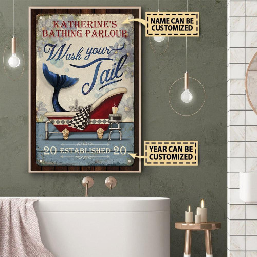 Aeticon Gifts Personalized Mermaid Bathing Parlour Canvas