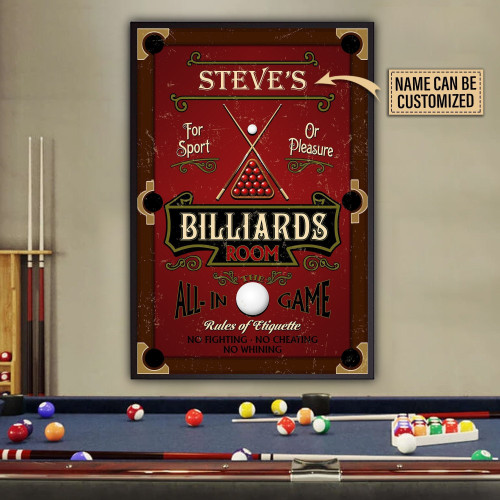 Aeticon Gifts Personalized Billiards Room Snooker All In Game Canvas