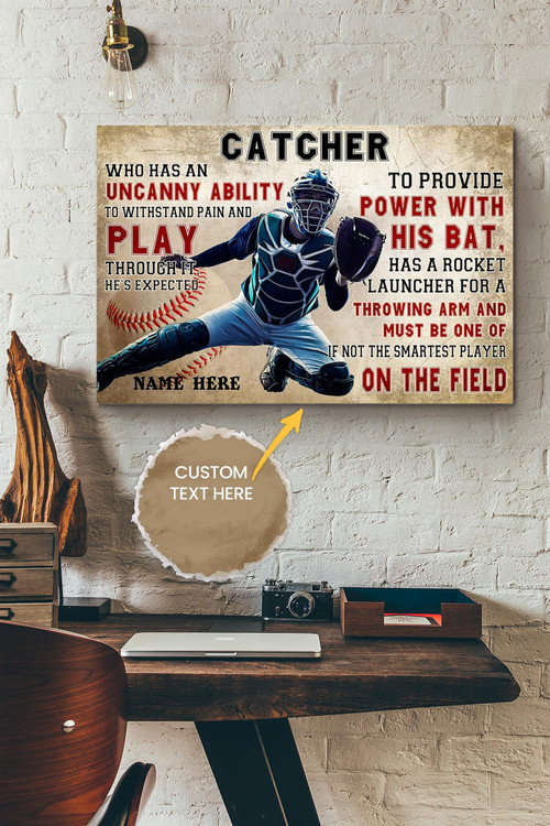 Baseball Catcher Personalized Poster - Sport Wall Art - Gift For Baseball Player Baseball Lover Canvas Gallery Painting Wrapped Canvas Framed Gift Idea Framed Prints, Canvas Paintings