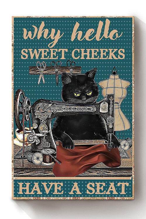 Cat Poster Why Hello Sweet Cheeks Have A Seat Poster Cat Bathroom Decor Funny Cat Wall Art Animal Lovers Print Nursery Decor Canvas Framed Prints, Canvas Paintings