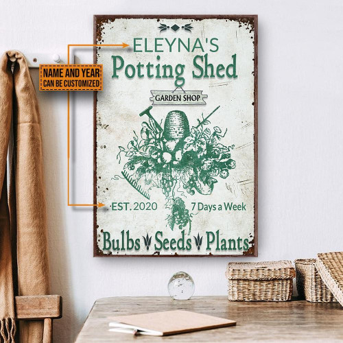 Aeticon Gifts Personalized Garden Metal Potting Shed Canvas