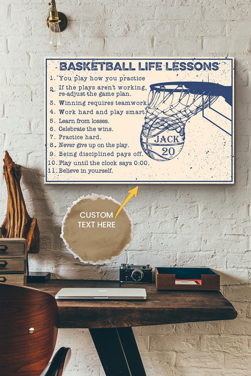 Basketball Life Lesson Personalized Poster - Sport Wall Art - Gift For Basketball Player Basketball Lover Canvas Gallery Painting Wrapped Canvas Framed Gift Idea Framed Prints, Canvas Paintings