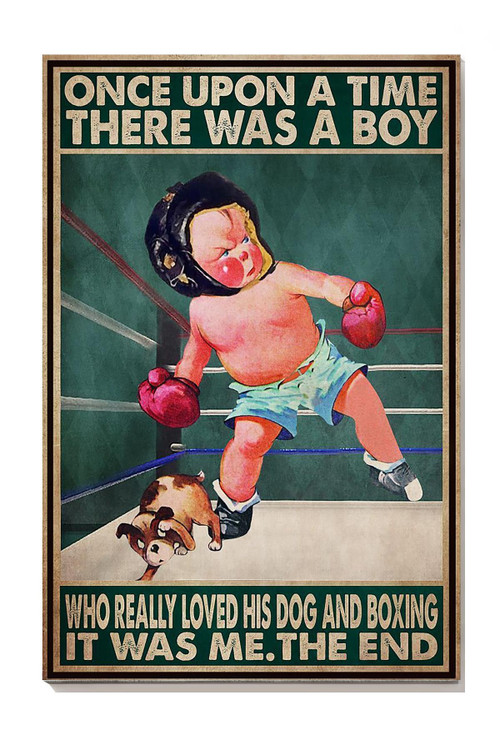 Dog And Boxing Boy Once Upon A Time Dog Wall Art For Home Decor Canvas Gallery Painting Wrapped Canvas Framed Gift Idea Framed Prints, Canvas Paintings