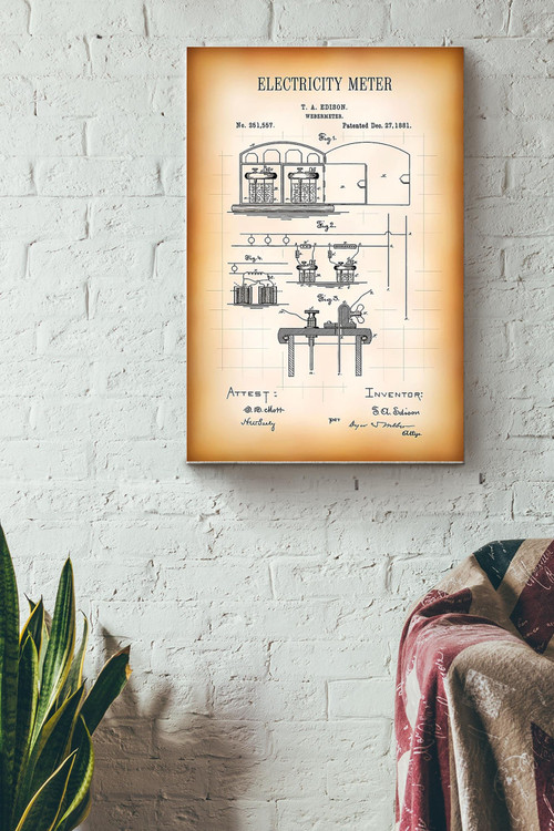 Electricity Meter Electrician Poster Canvas Gallery Painting Wrapped Canvas Framed Gift Idea