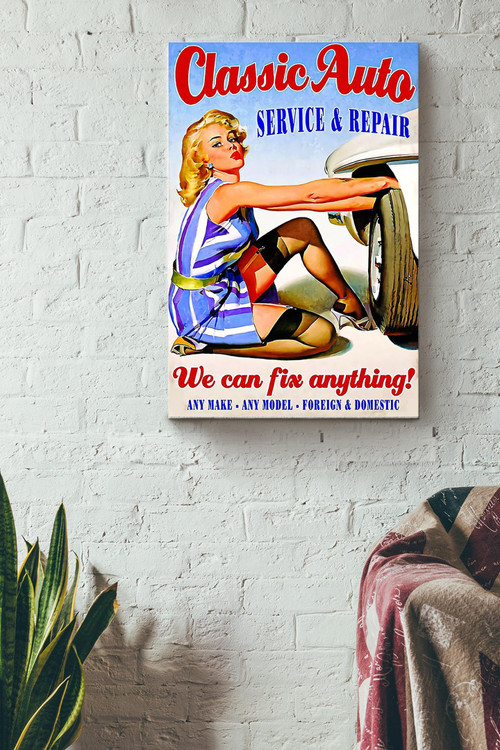 Mechanic Classic Auto Service And Repair Canvas Gallery Painting Wrapped Canvas Framed Gift Idea