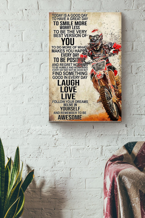 Motorcycle Today Is A Good Day Color Poster - Decor Wall Art Canvas - Gift For Men Fathers Day Racer Motorcycle Shop Motorcycle Club Biker Lover Dirt Bike Biker Retro Canvas Gallery Painting Wrapped Canvas Framed Gift Idea Framed Prints, Canvas Paintings