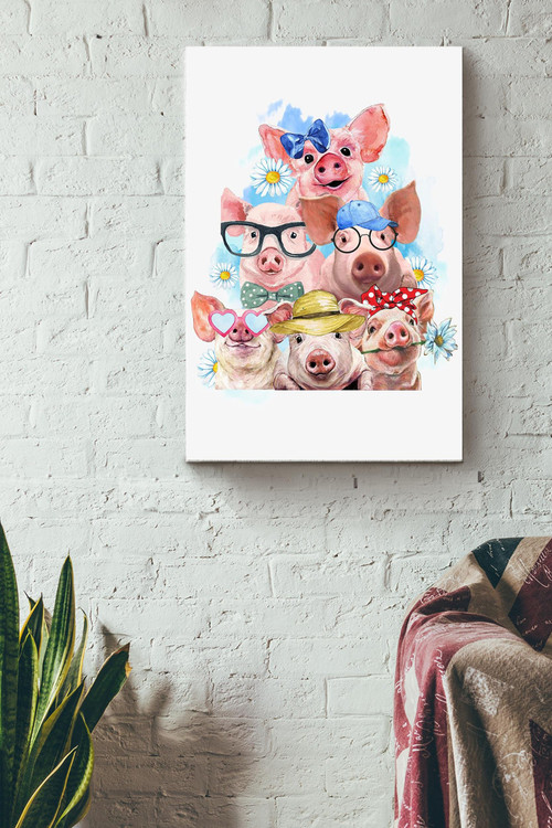 Pig Hello Summer Pig Lovers Canvas Gallery Painting Wrapped Canvas Framed Gift Idea