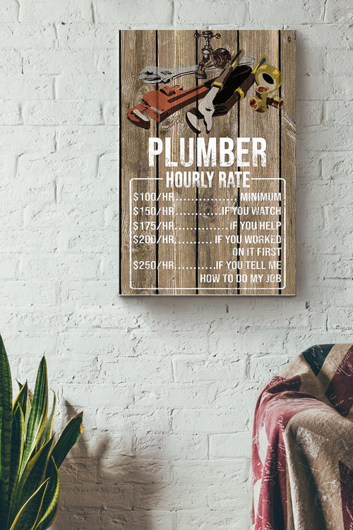 Plumber Hourly Rate Poster - Repair Tools Wall Art - Gift For Engineer Houseware Repair Shop Inventor Canvas Gallery Painting Wrapped Canvas Framed Gift Idea Framed Prints, Canvas Paintings