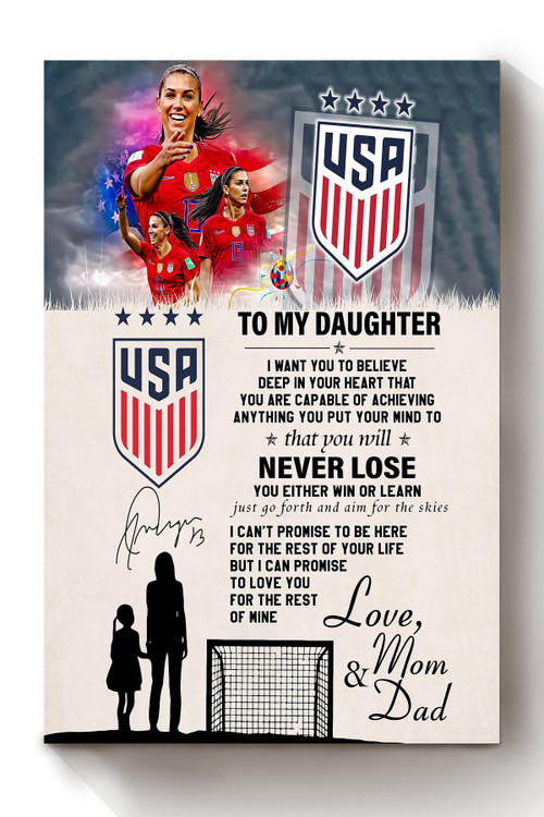 Usa Soccer Alex Morgan Mom Dad To Daughter Usa Gallery Canvas Painting Wall ArtGift For Native American Indigenous American Housewarming Canvas Framed Prints, Canvas Paintings