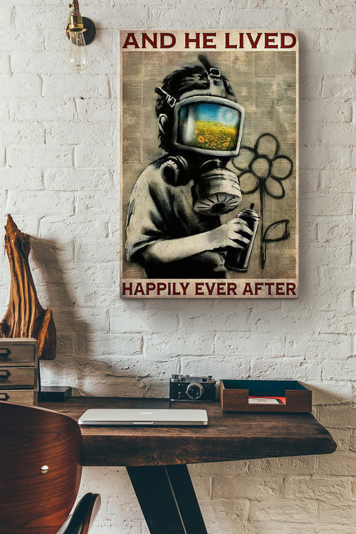 Graffiti And He Lived Happily Ever After Dictionary Canvas Painting Ideas, Canvas Hanging Prints,  Gift Idea Framed Prints, Canvas Paintings
