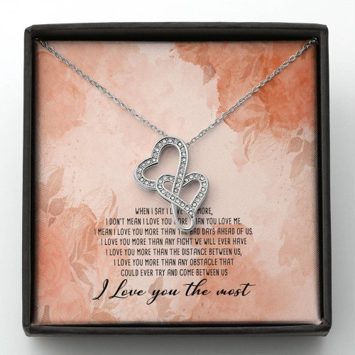 To My Wife - I Love You the Most - Double Heart Necklace Gift For Her