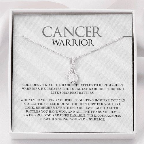 Cancer Warrior Ribbon Drop Pendant - Alluring Beauty Necklace