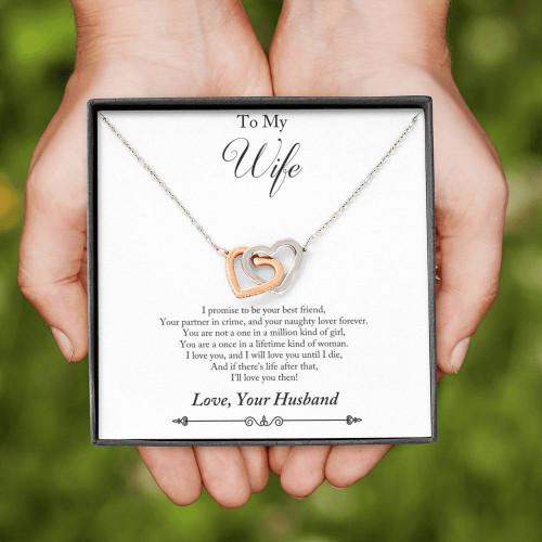 To My Wife - My Partner In Crime - Interlocking Heart Necklace