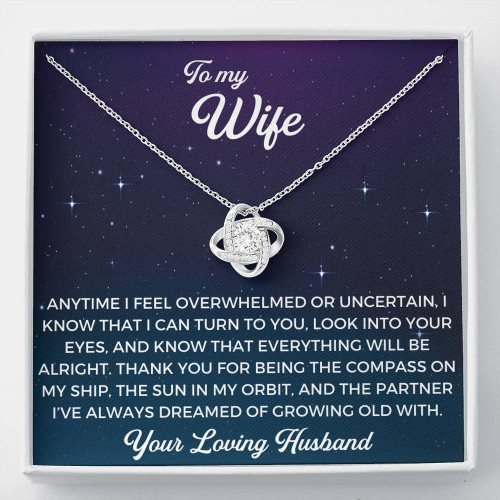 To My Wife - Thank You Gift - Love Knot Necklace, Meaningful Message Gifts For Wife