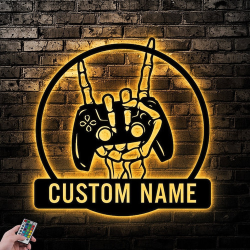 Gamer Custom Name Metal Sign Wall Art With Led Lights Personalized Family Name Sign Metal Wall Decor Housewarming Gift