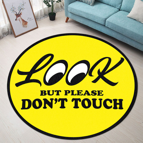 Look But Please Don’T Touch Garage Decor, Home Bar Decor Hot Rod Round Mat