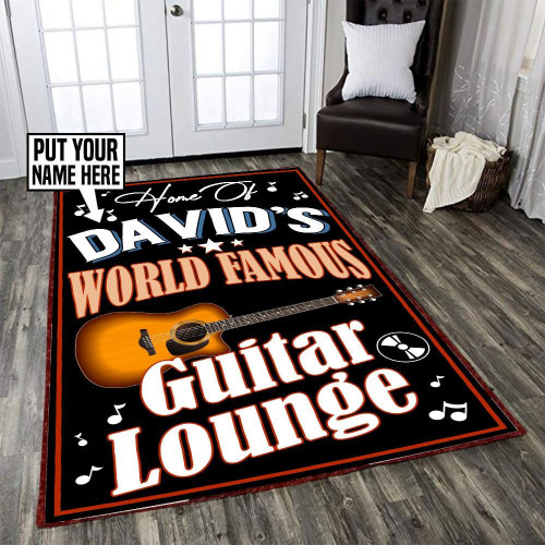 Personalized Guitar Lounge Area Rug Carpet Vintage Home Decor Gift Idea