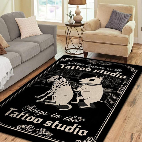 Bull Terrier Tattoo Artist Studio Area Rug Carpet Vintage Home Decor Gift Idea Outdoor Indoor Area Rug Carpet Vintage Home Decor Gift Ideas Living Room