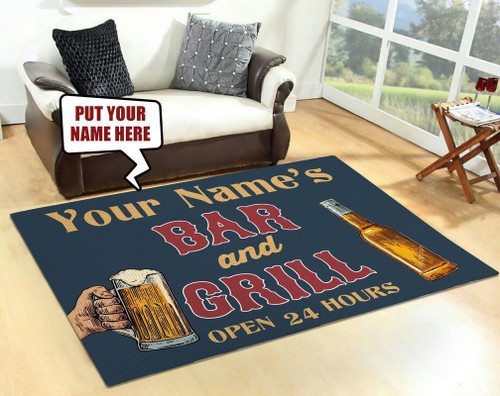 Personalized Bar And Grill Area Rug Carpet Vintage Home Decor Gift Idea
