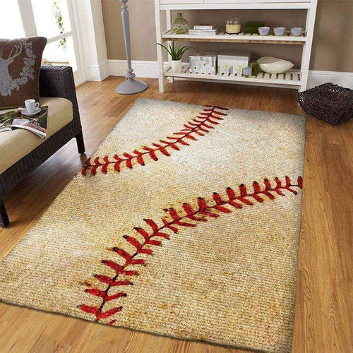 Baseball Rectangle Rug Carpet Washable Rugs