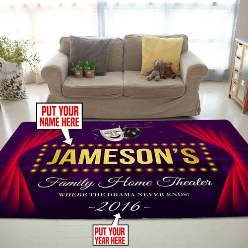 Personalized Home Theater Area Rug Carpet Vintage Home Decor Gift Idea 3
