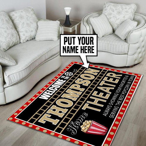 Personalized Home Theater Area Rug Carpet Vintage Home Decor Gift Idea