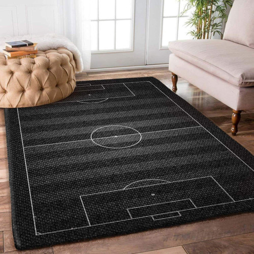 Black Soccer Field Rectangle Rug Carpet Washable Rugs